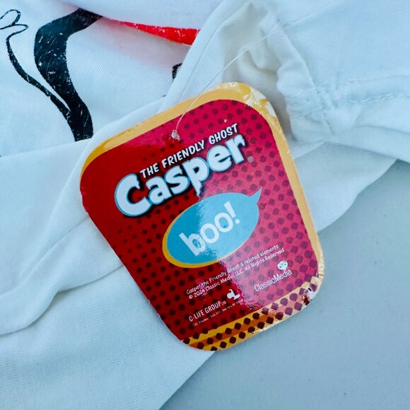 CASPER THE FRIENDLY GHOST SHORT SLEEVE CROPPED CREW NECK T-SHIRT WHITE - Picture 5 of 5